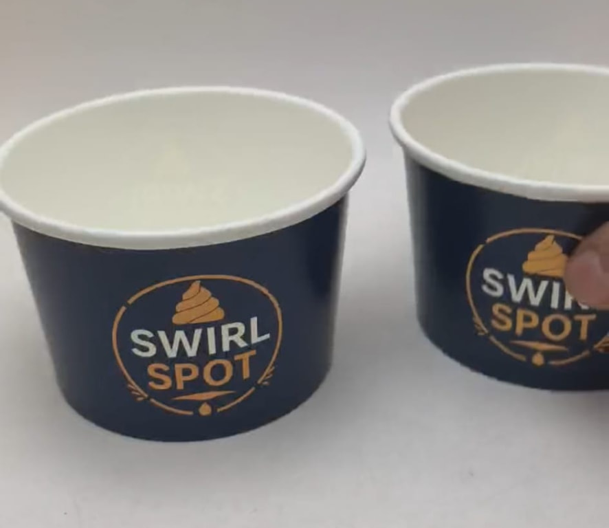 Swirl Spot branded ice cream cups